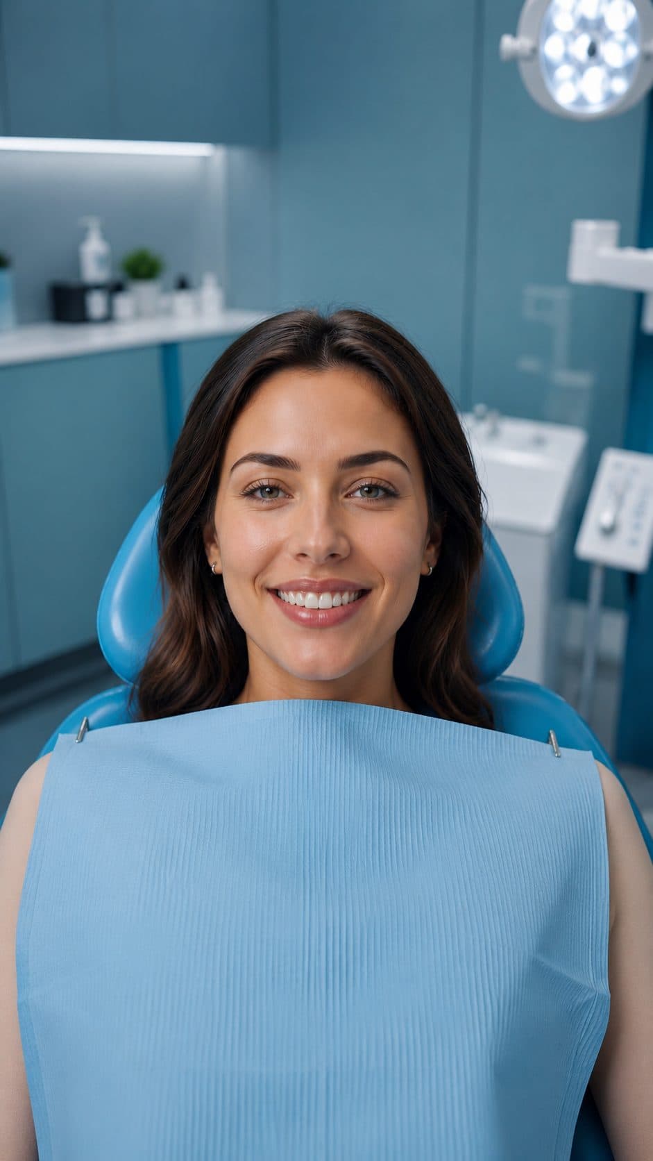 Paziente sorridente sulla poltrona dello studio White